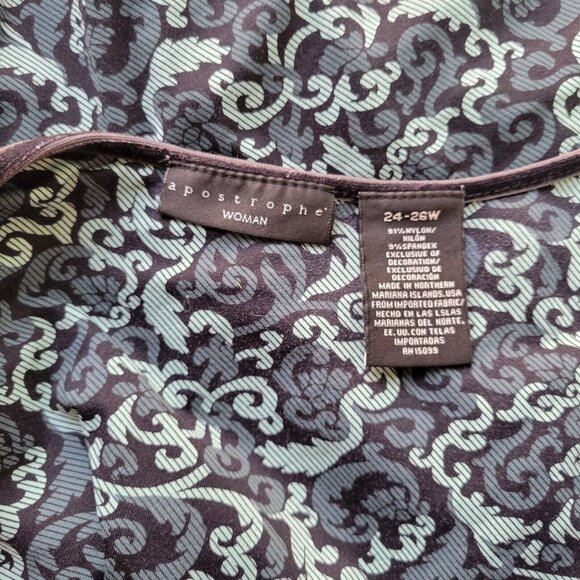 Apostrophe Womens Top 24W 26W Plus 3/4 Sleeve Blue Abstract Comfy GEO46E - Picture 8 of 9